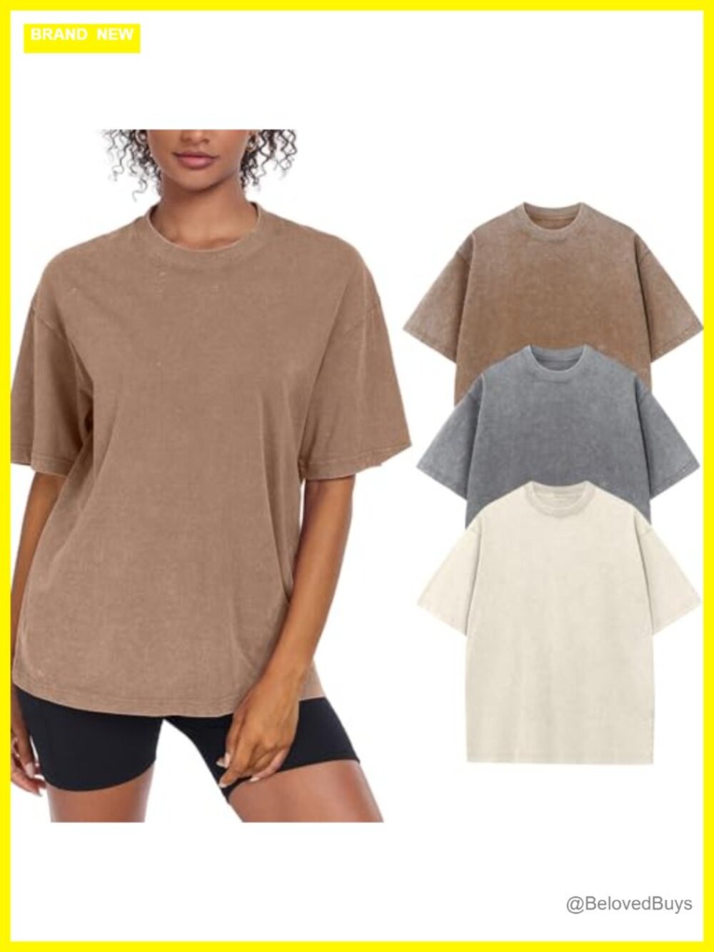 Oversized Vintage Washed Cotton T-Shirt Baggy Short Sleeve Crew Neck Tee